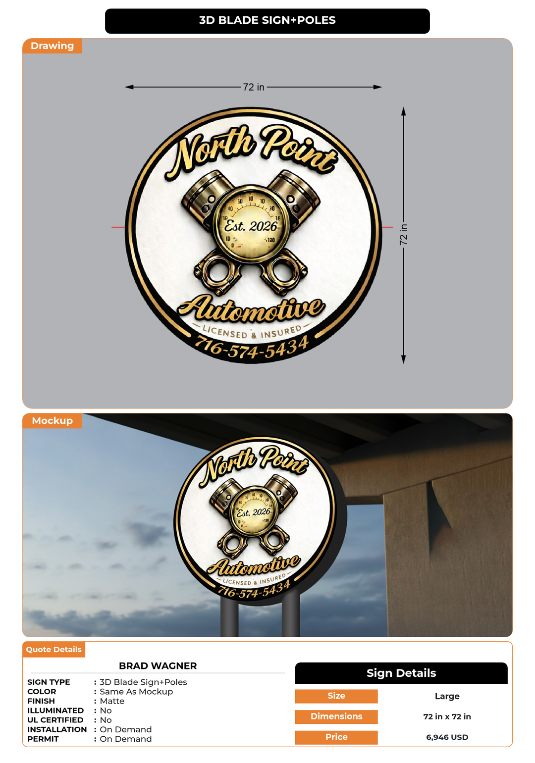 CUSTOM MOCKUP SIGN FOR Brad Wagner