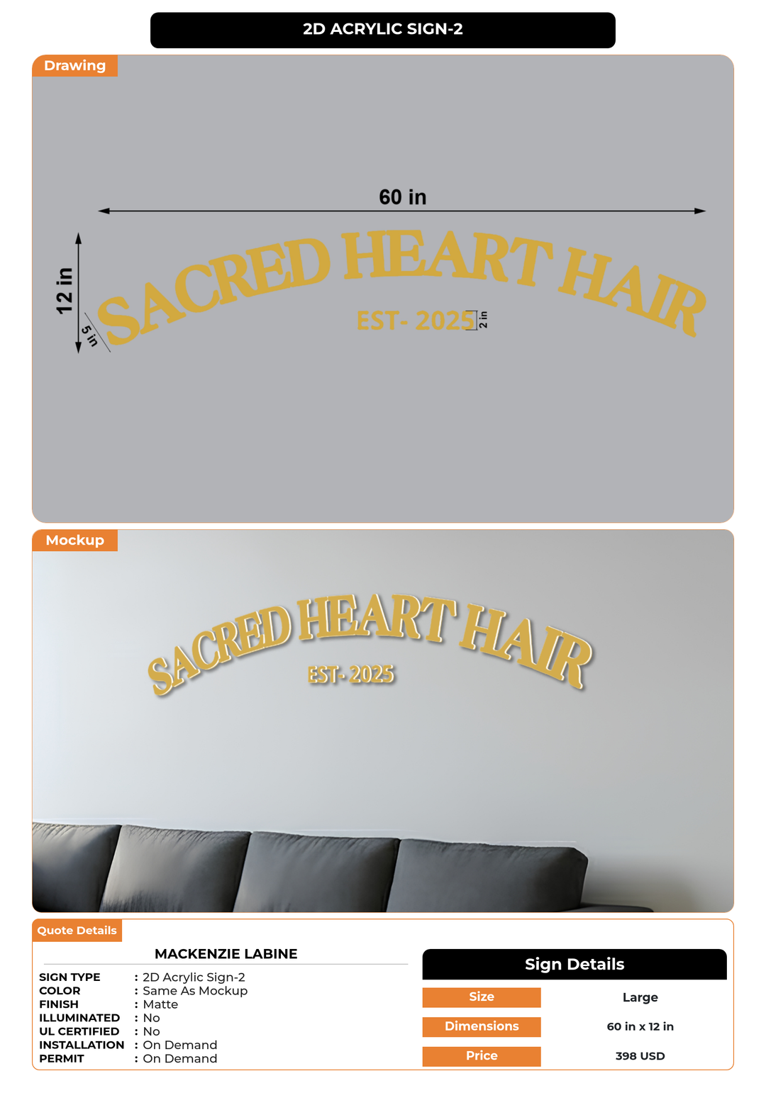 CUSTOM MOCKUP SIGN FOR Mackenzie Labine