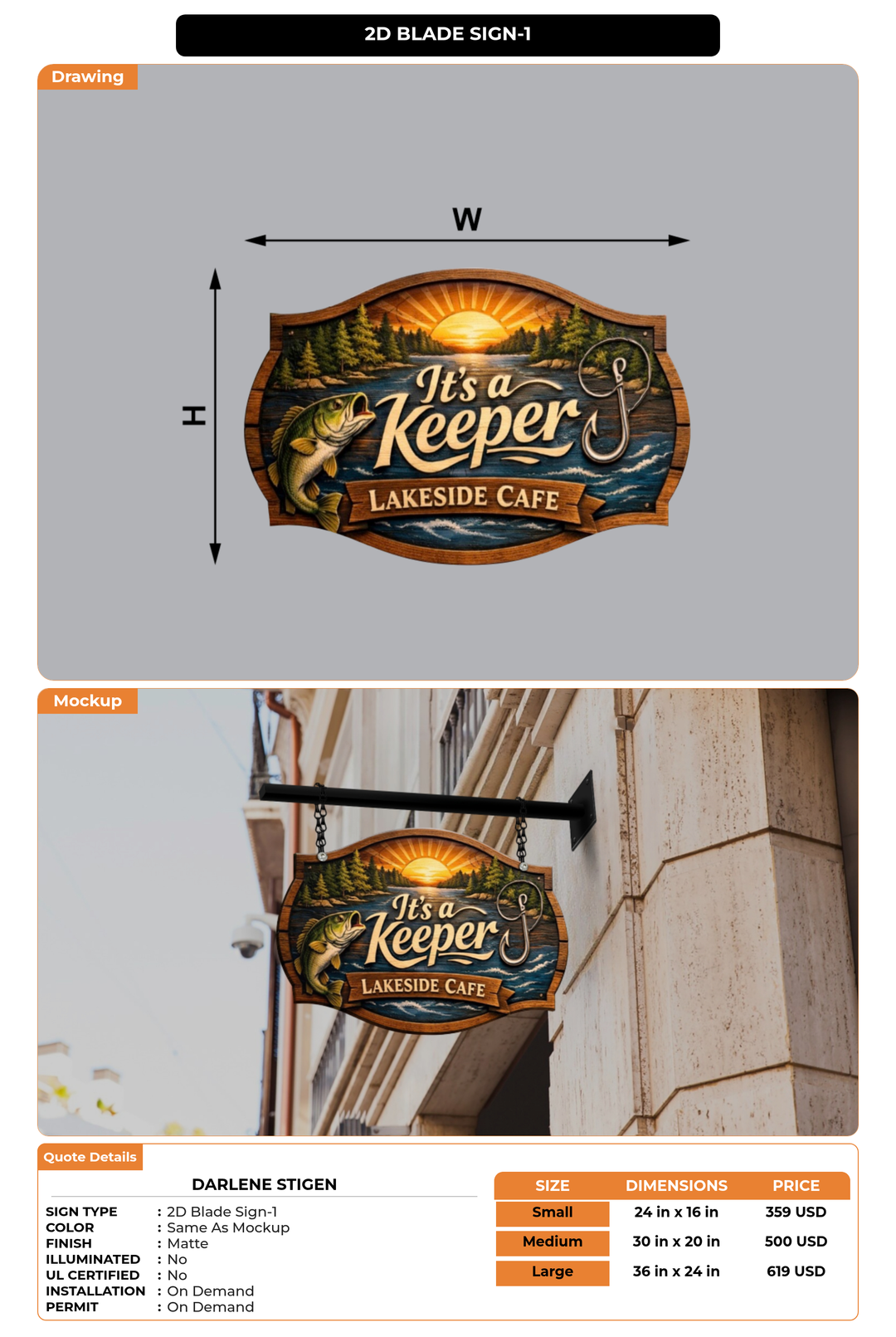 CUSTOM MOCKUP SIGN FOR Darlene Stigen