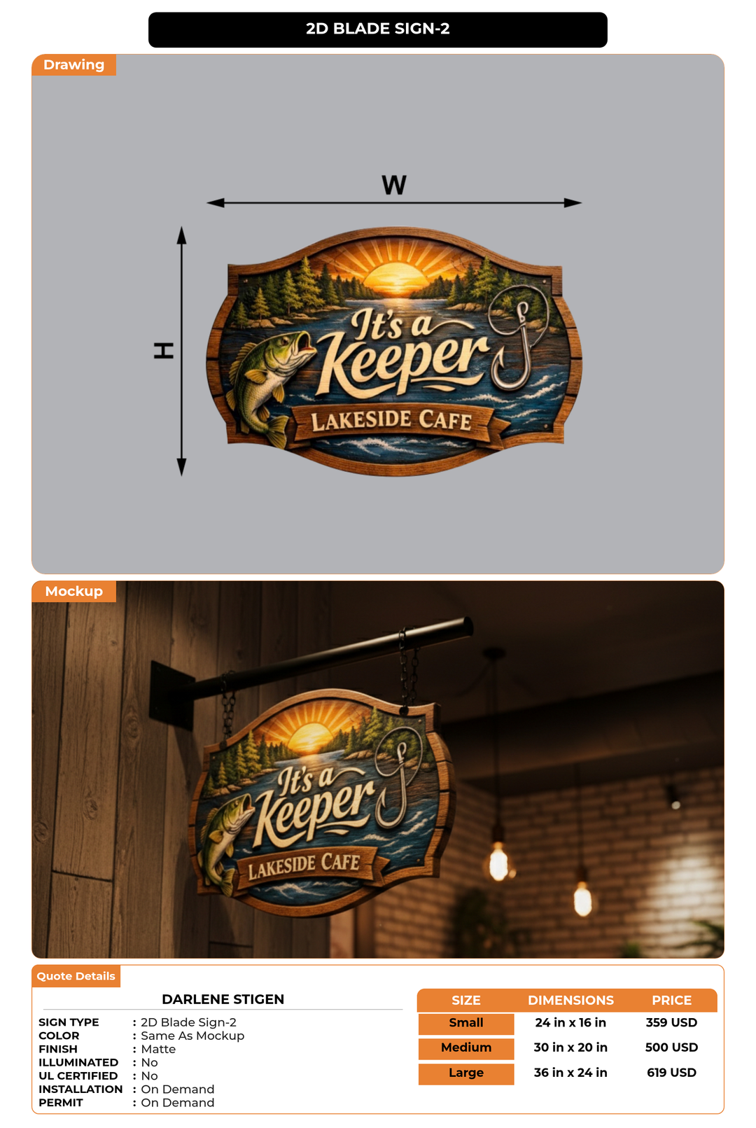 CUSTOM MOCKUP SIGN FOR Darlene Stigen