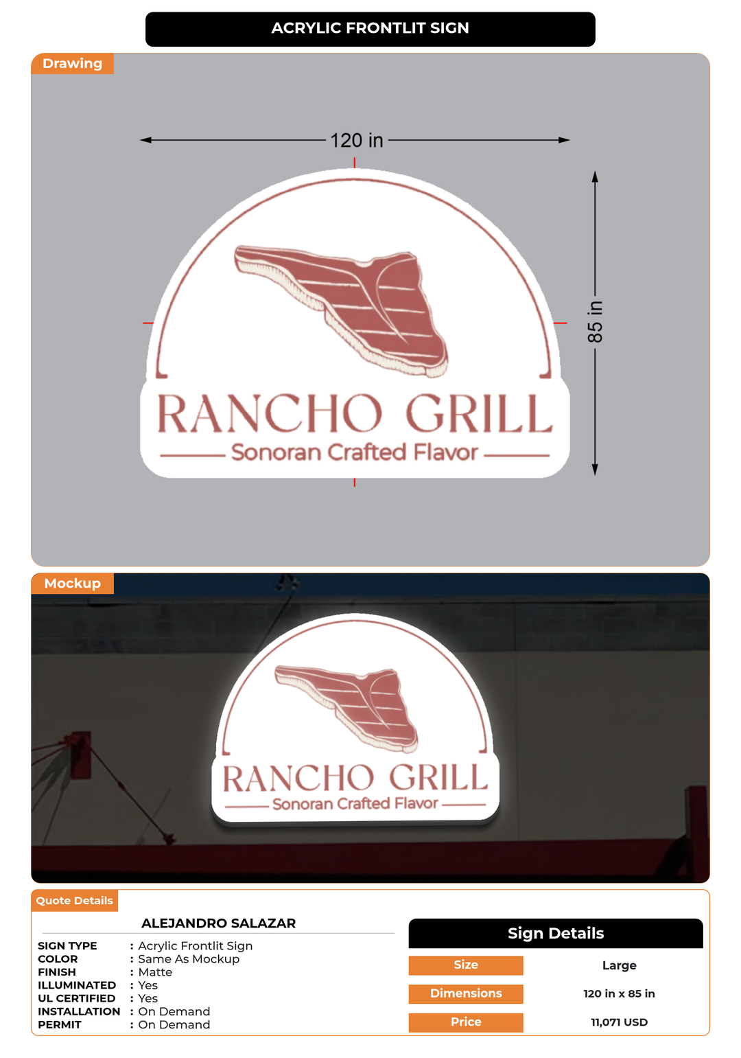 CUSTOM MOCKUP SIGN FOR Alejandro  Salazar