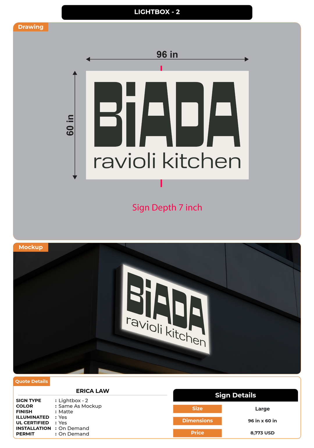 CUSTOM MOCKUP SIGN FOR Erica Law