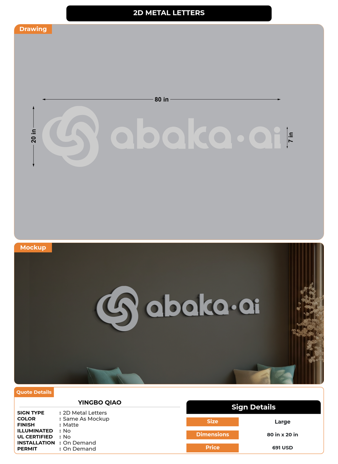CUSTOM MOCKUP SIGN FOR Yingbo Qiao