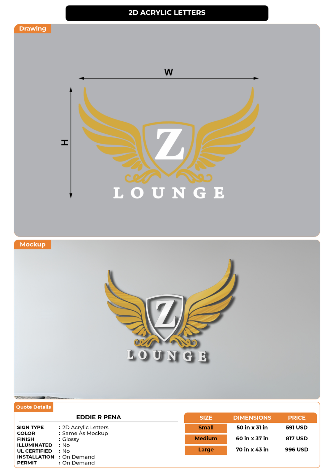 CUSTOM MOCKUP SIGN FOR Eddie R Pena