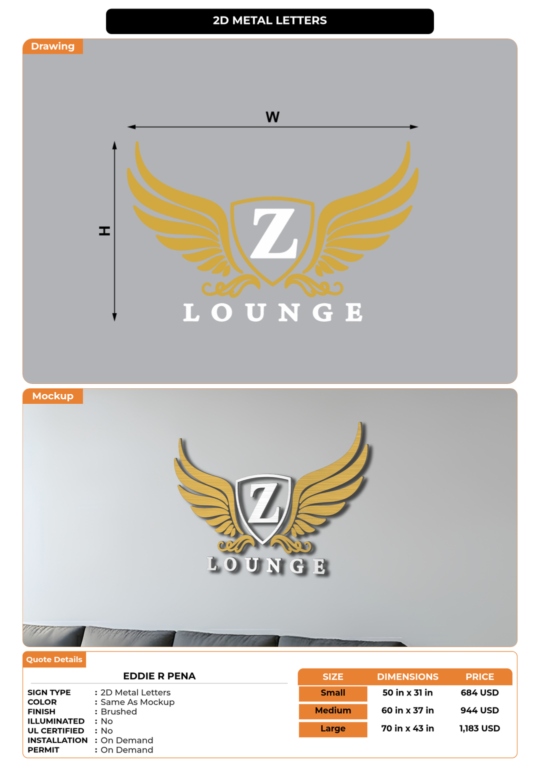 CUSTOM MOCKUP SIGN FOR Eddie R Pena