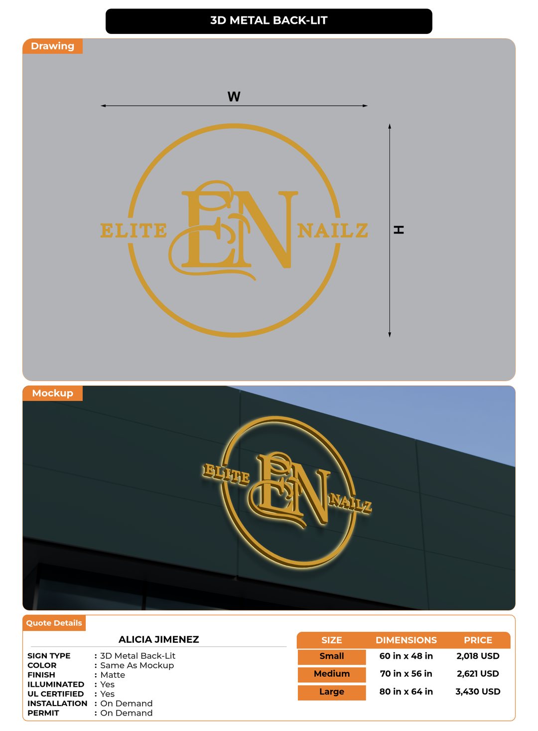 CUSTOM MOCKUP SIGN FOR Alicia Jimenez