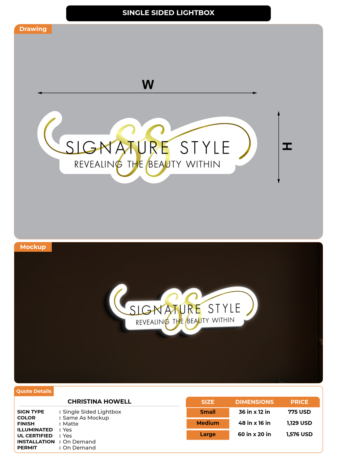 CUSTOM MOCKUP SIGN FOR Christina Howell