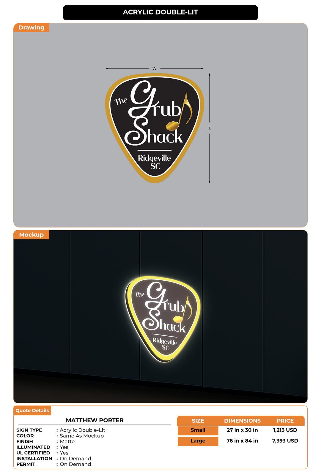 CUSTOM MOCKUP SIGN FOR Matthew Porter