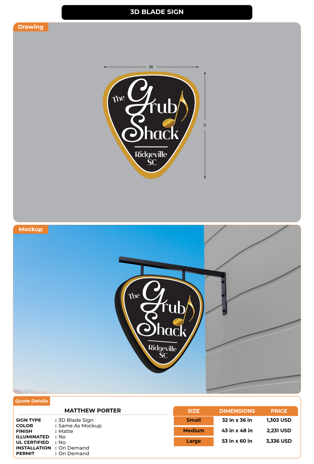CUSTOM MOCKUP SIGN FOR Matthew Porter