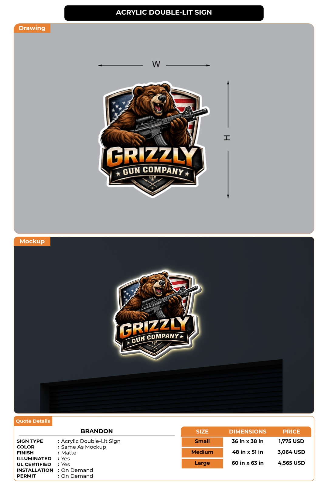 CUSTOM MOCKUP SIGN FOR Brandon