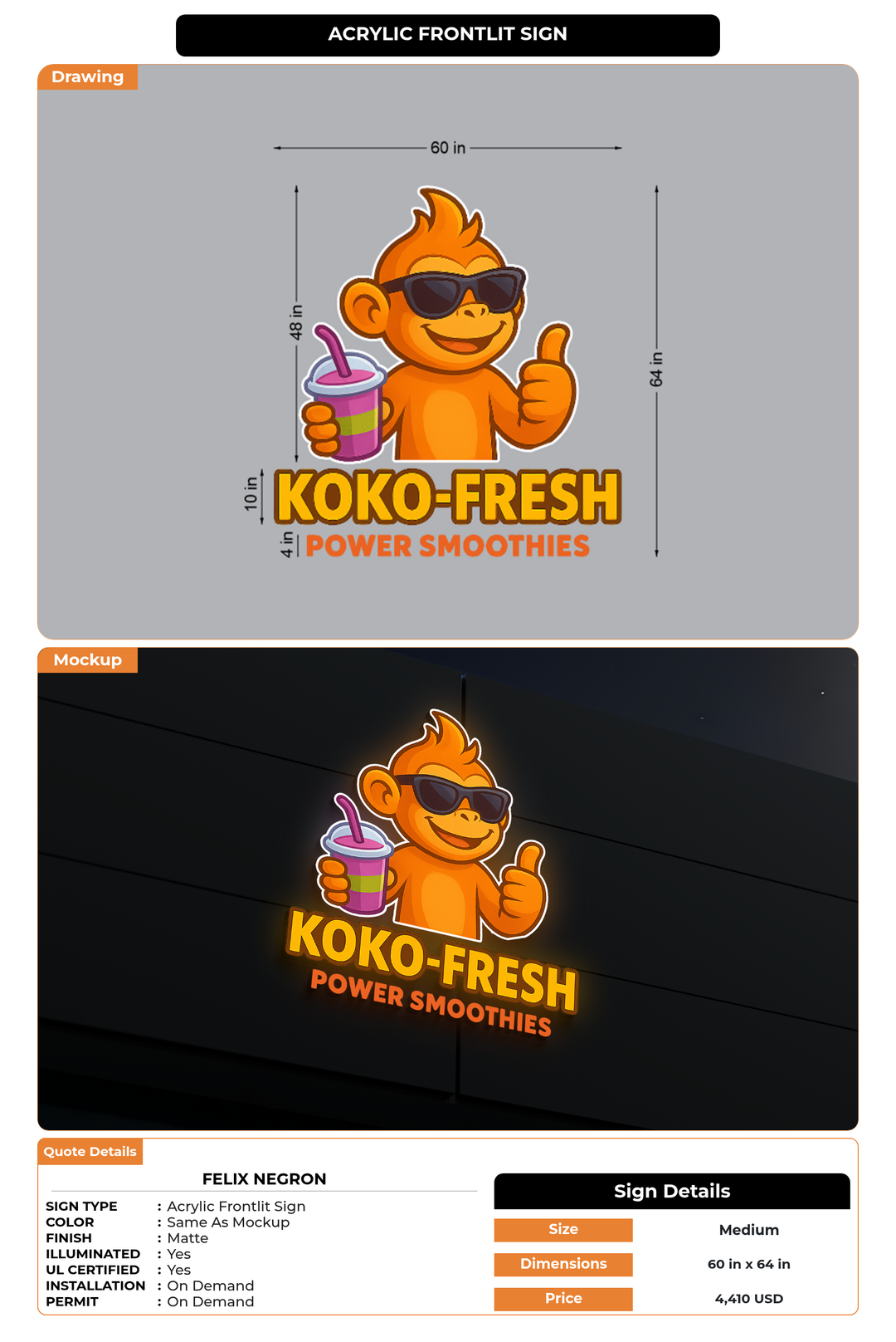 CUSTOM MOCKUP SIGN FOR Felix Negron
