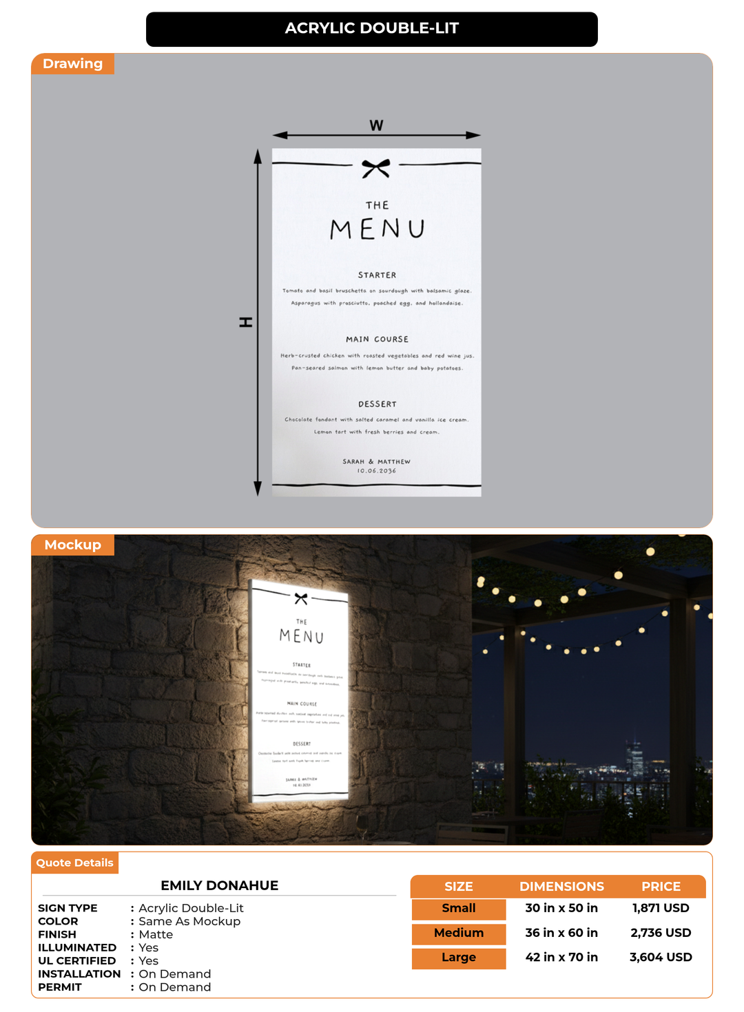 CUSTOM MOCKUP SIGN FOR Emily Donahue