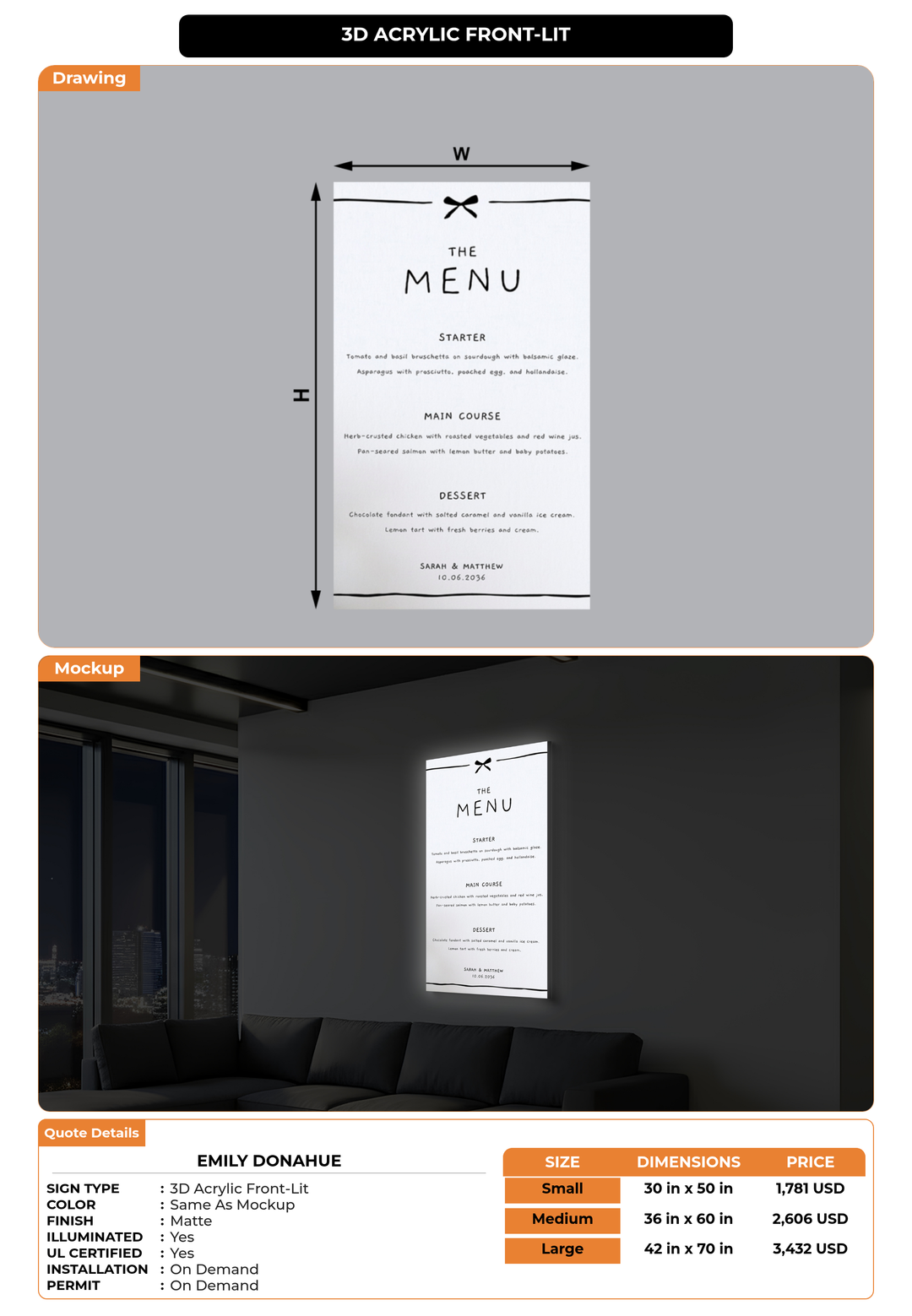 CUSTOM MOCKUP SIGN FOR Emily Donahue