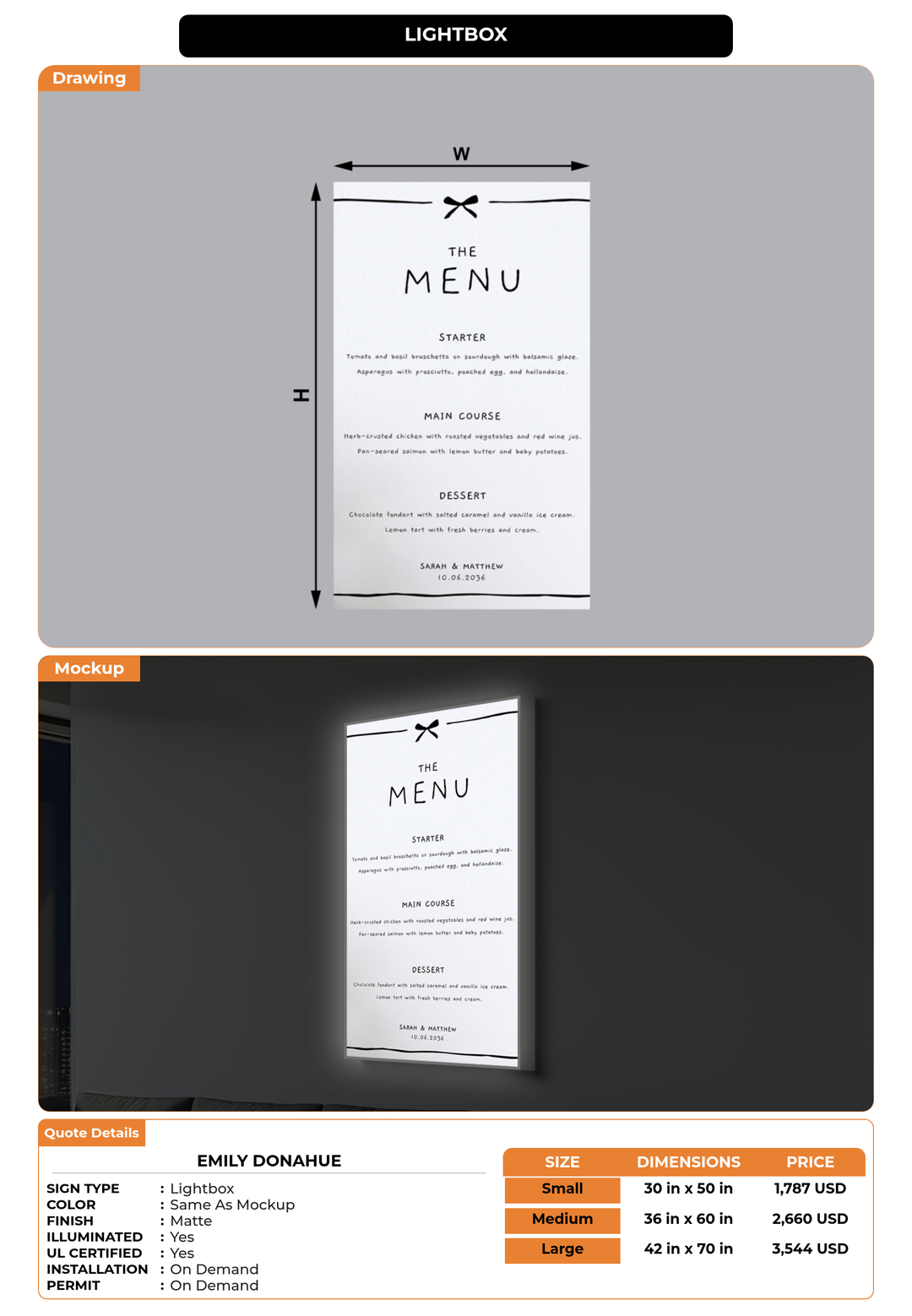 CUSTOM MOCKUP SIGN FOR Emily Donahue