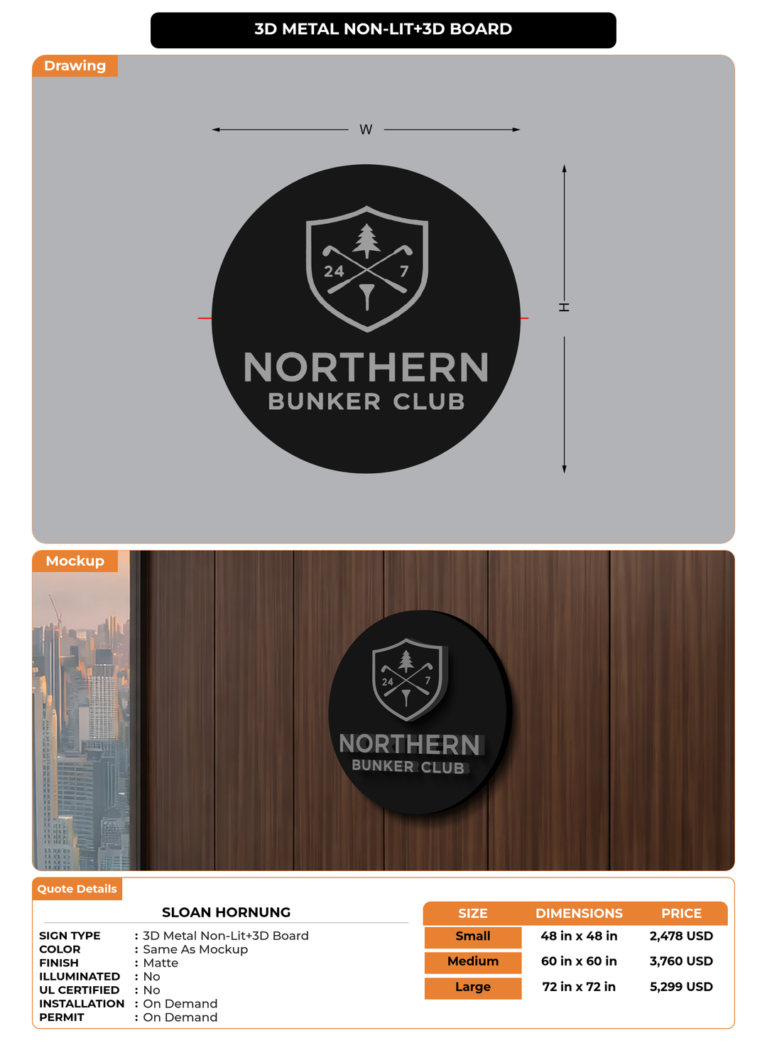 CUSTOM MOCKUP SIGN FOR Sloan Hornung