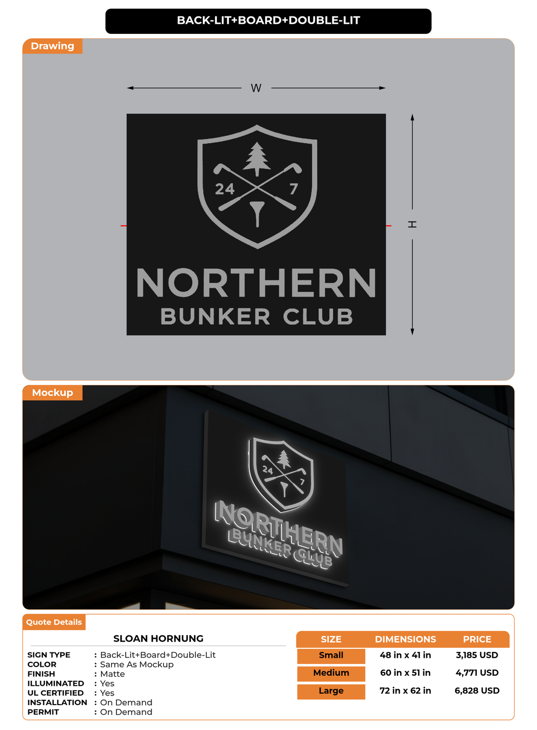 CUSTOM MOCKUP SIGN FOR Sloan Hornung
