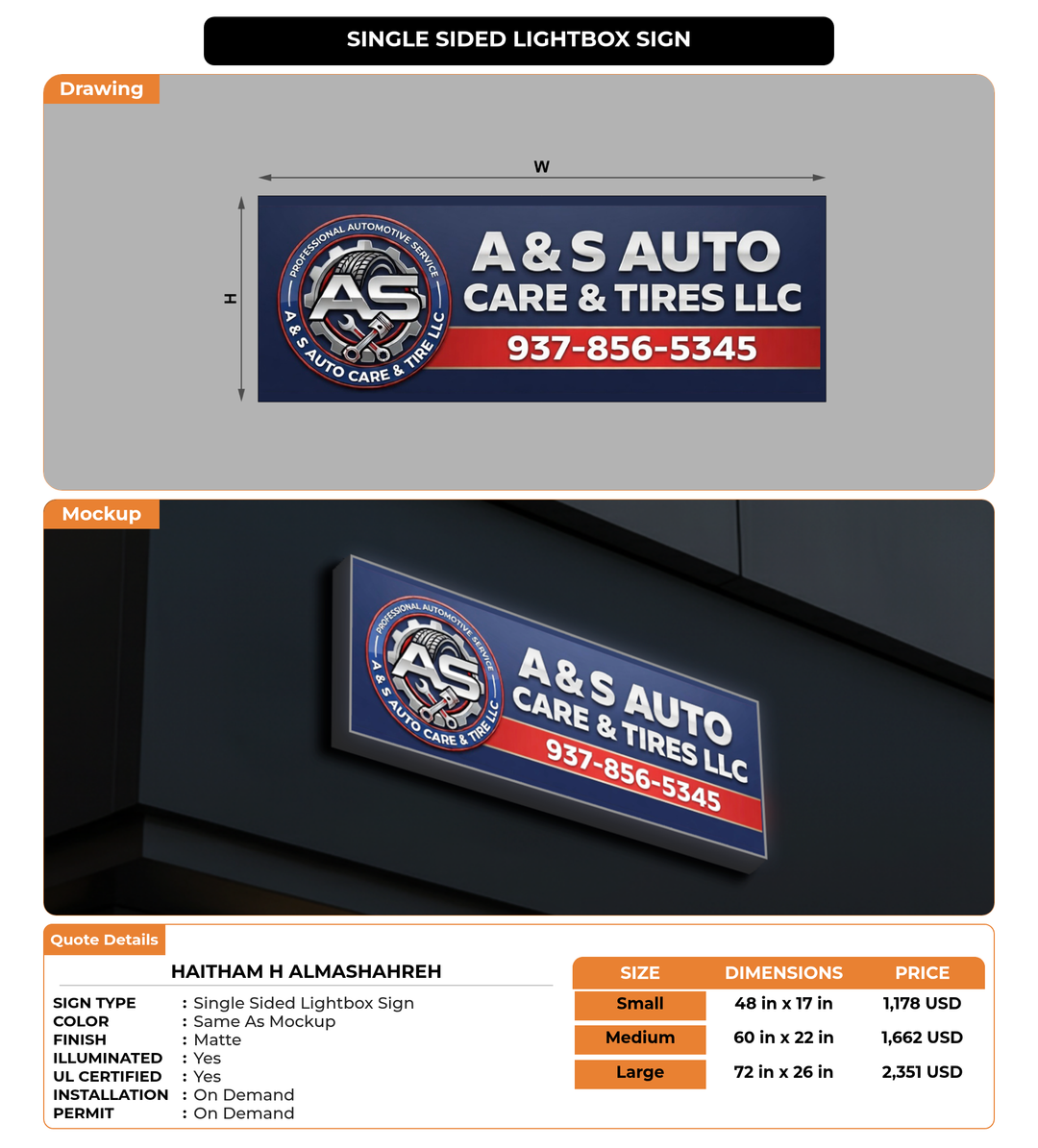 CUSTOM MOCKUP SIGN FOR Haitham H Almashahreh