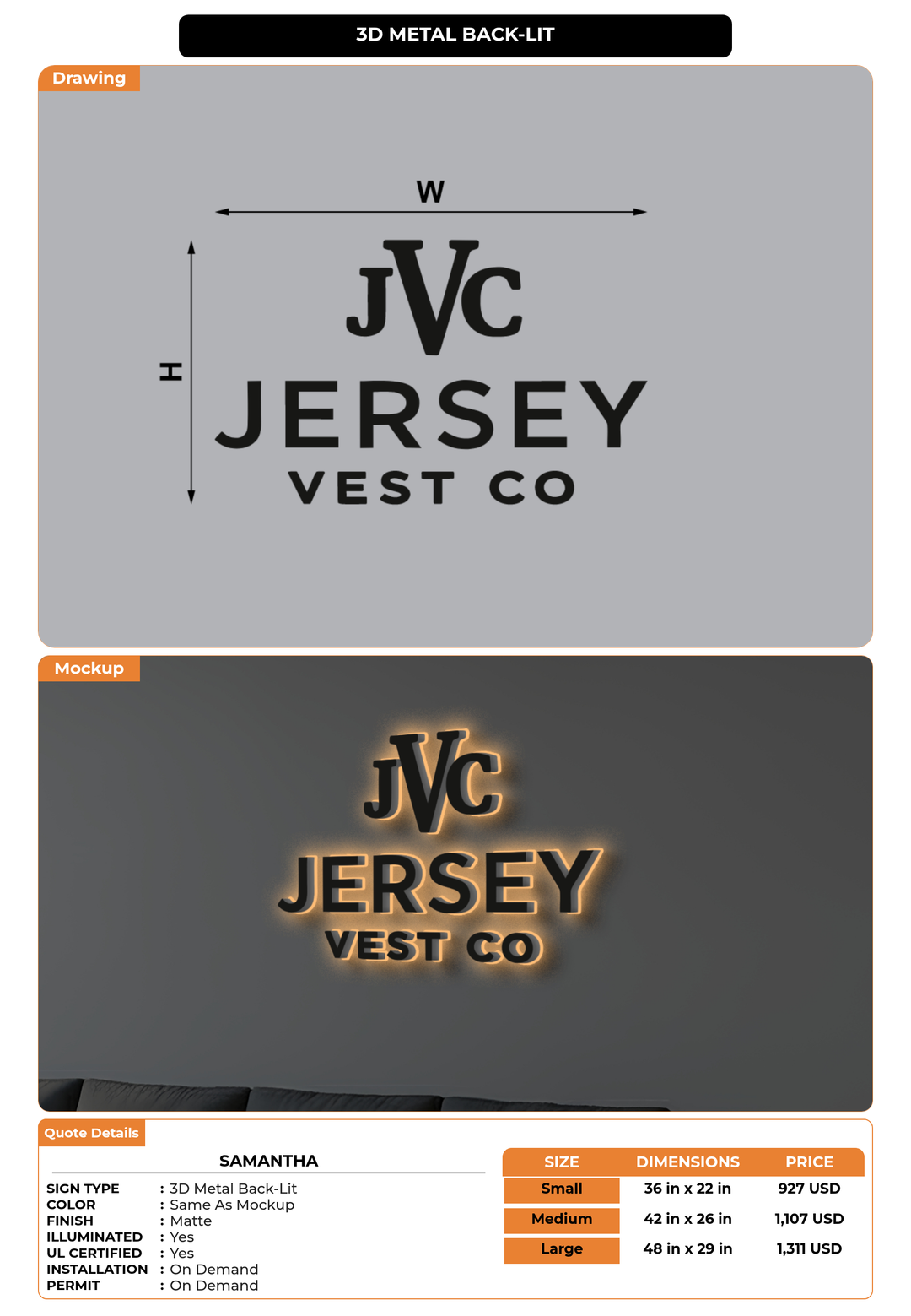 CUSTOM MOCKUP SIGN FOR Samantha