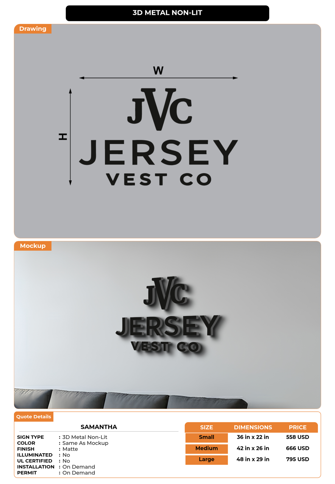 CUSTOM MOCKUP SIGN FOR Samantha
