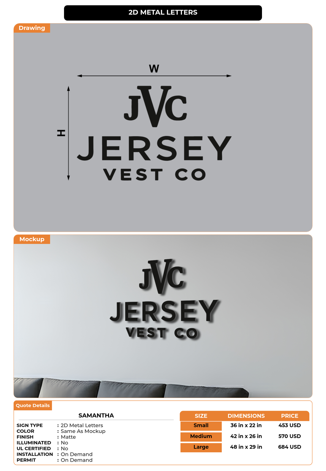 CUSTOM MOCKUP SIGN FOR Samantha