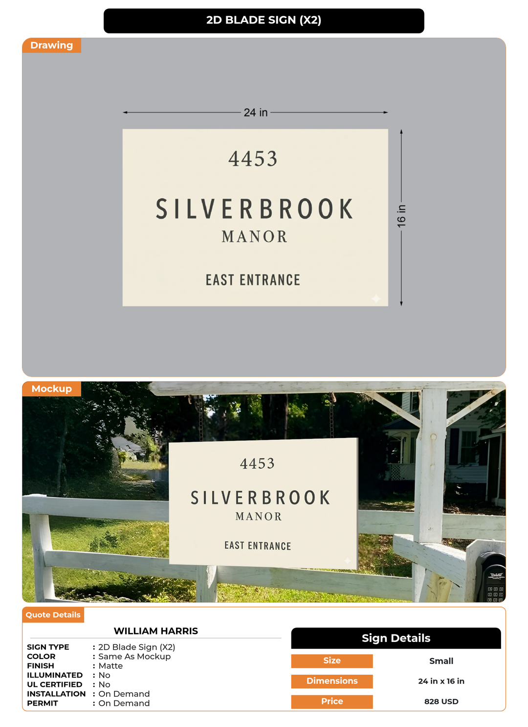 CUSTOM MOCKUP SIGN FOR William Harris