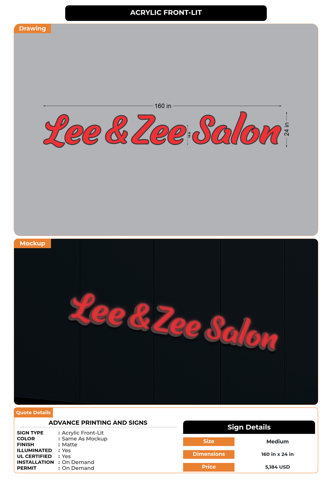 CUSTOM MOCKUP SIGN FOR Advance Printing and Signs