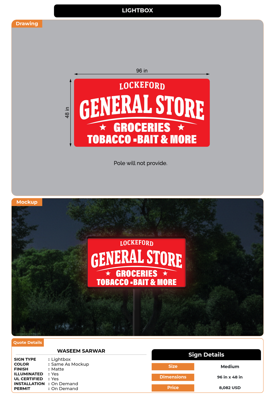 CUSTOM MOCKUP SIGN FOR Waseem Sarwar