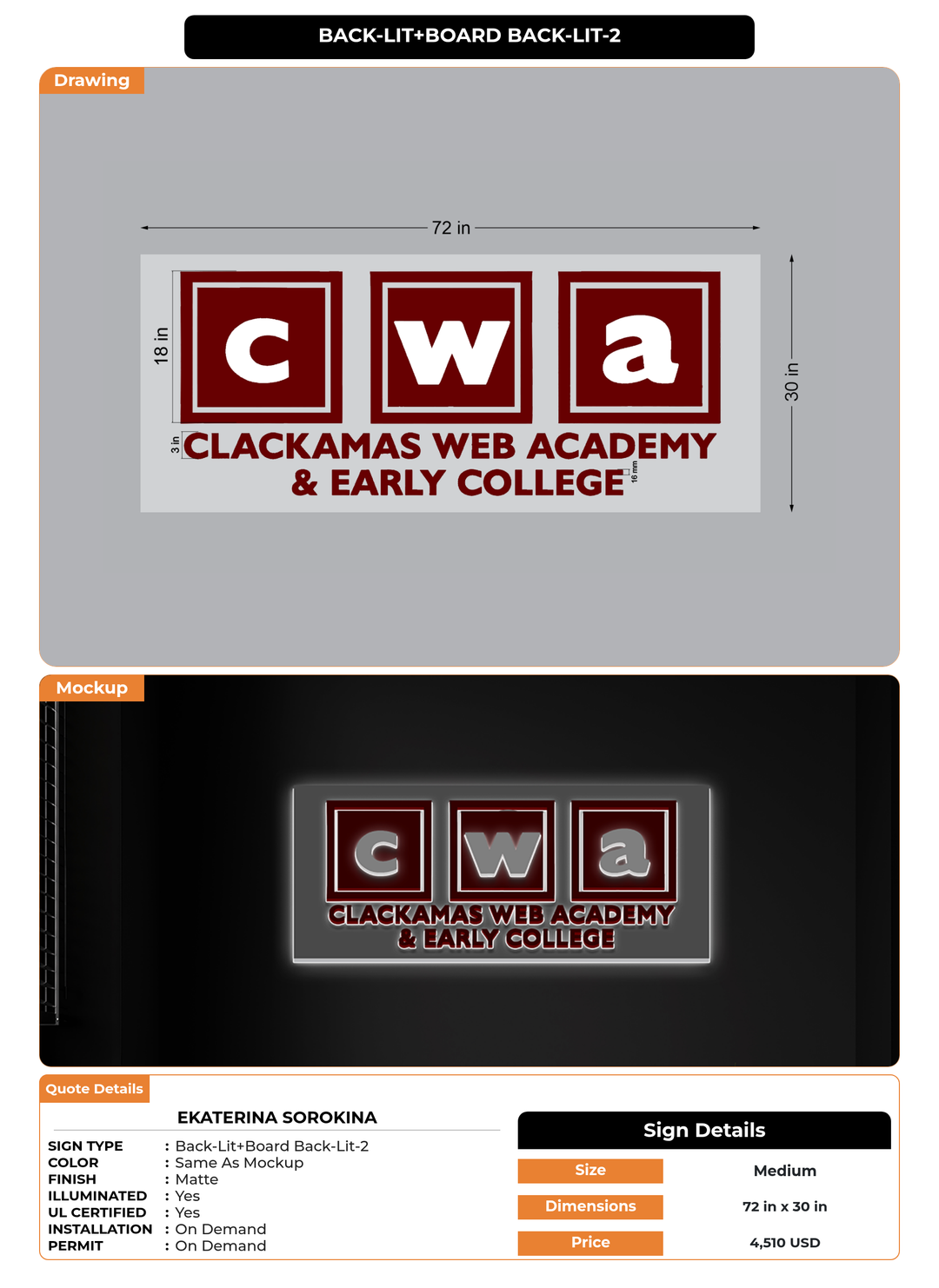 CUSTOM MOCKUP SIGN FOR Ekaterina Sorokina