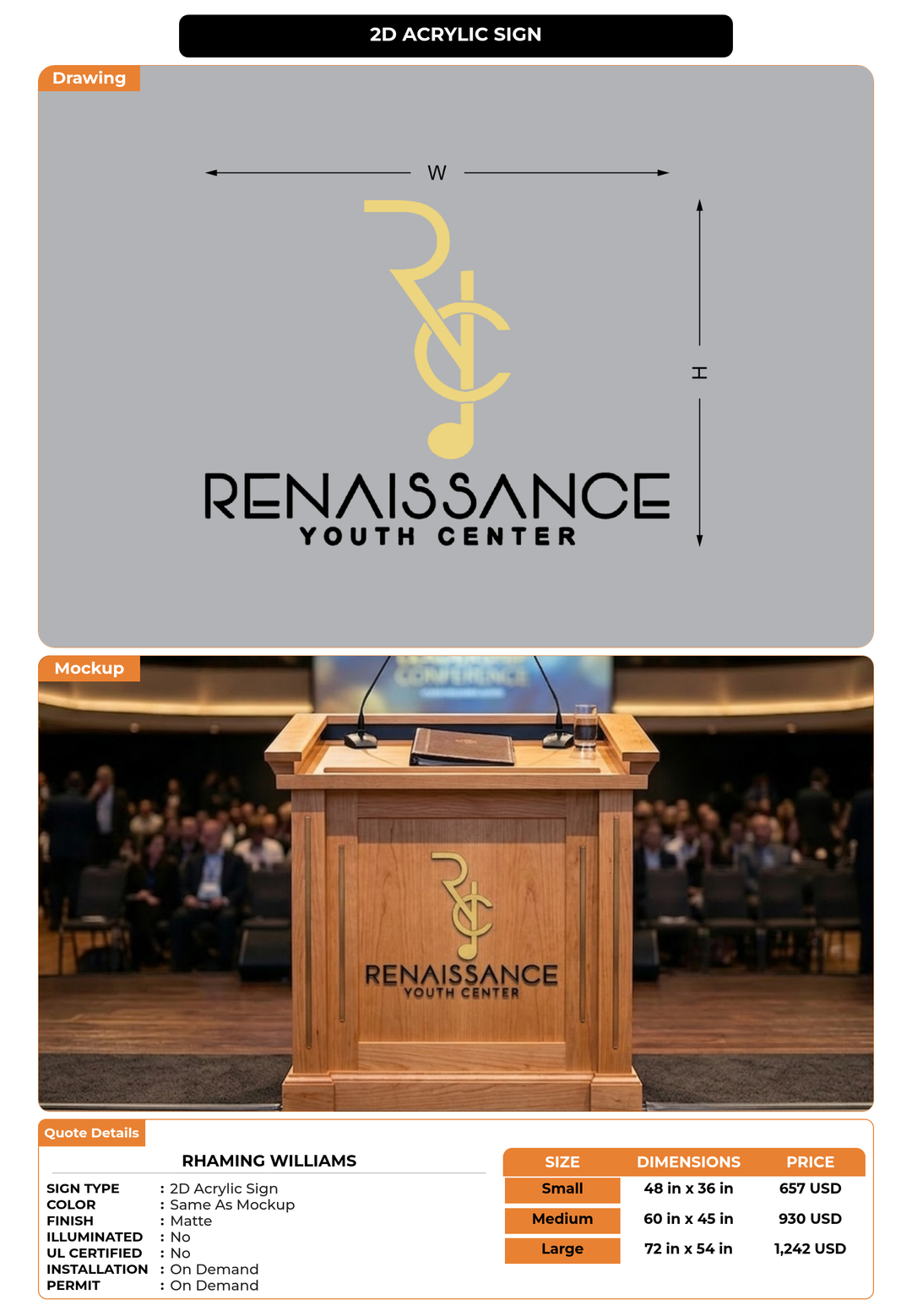 CUSTOM MOCKUP SIGN FOR Rhaming Williams