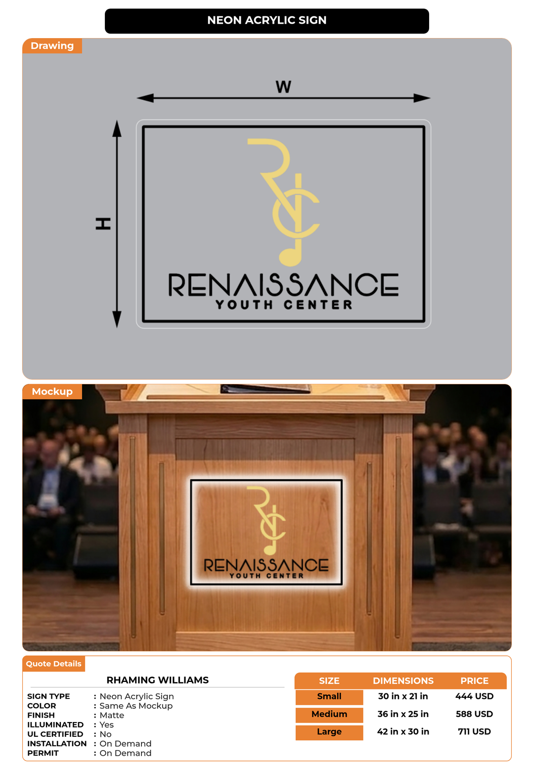 CUSTOM MOCKUP SIGN FOR Rhaming Williams
