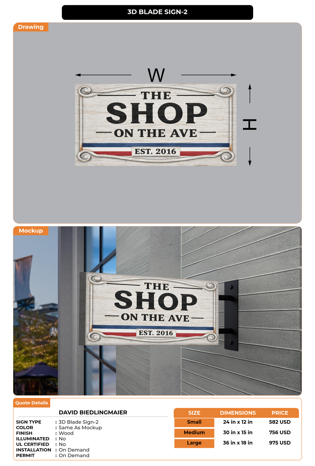 CUSTOM MOCKUP SIGN FOR David Biedlingmaier
