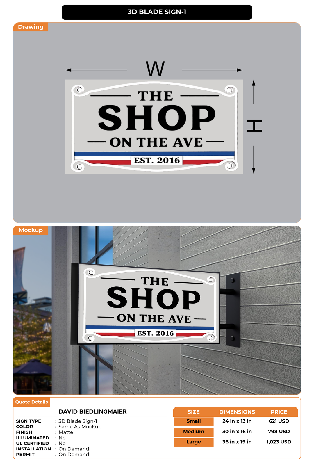 CUSTOM MOCKUP SIGN FOR David Biedlingmaier