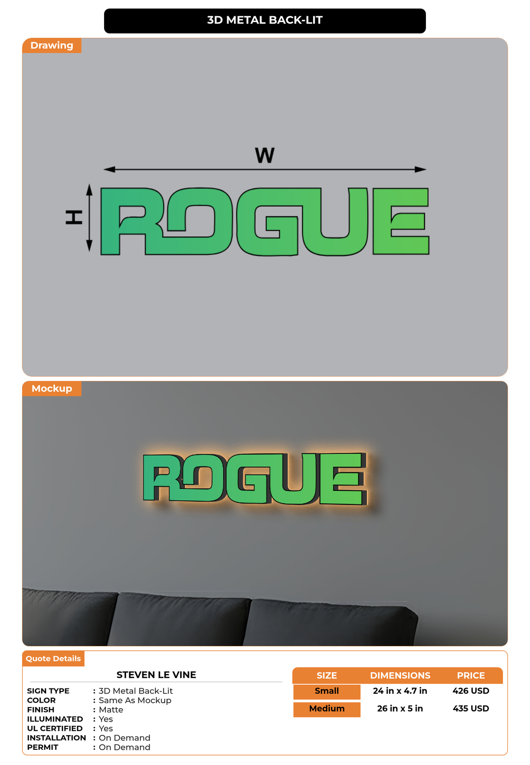 CUSTOM MOCKUP SIGN FOR Steven Le Vine