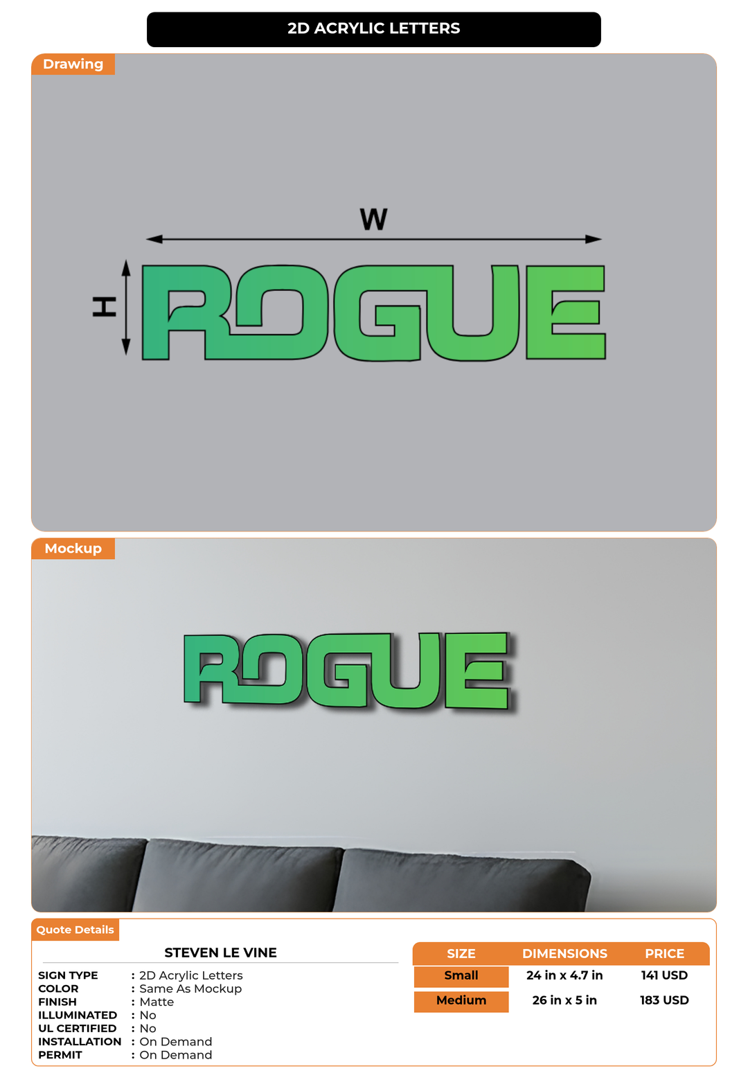 CUSTOM MOCKUP SIGN FOR Steven Le Vine