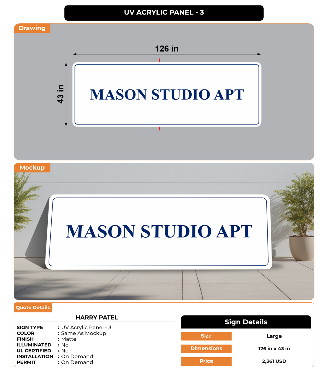 CUSTOM MOCKUP SIGN FOR Harry Patel