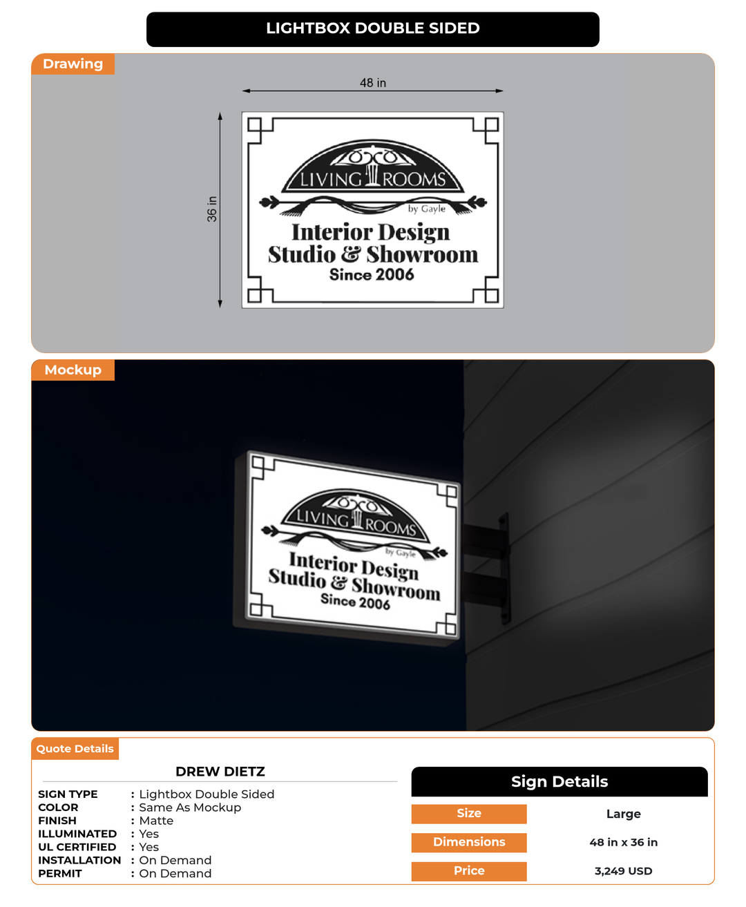 CUSTOM MOCKUP SIGN FOR Drew Dietz