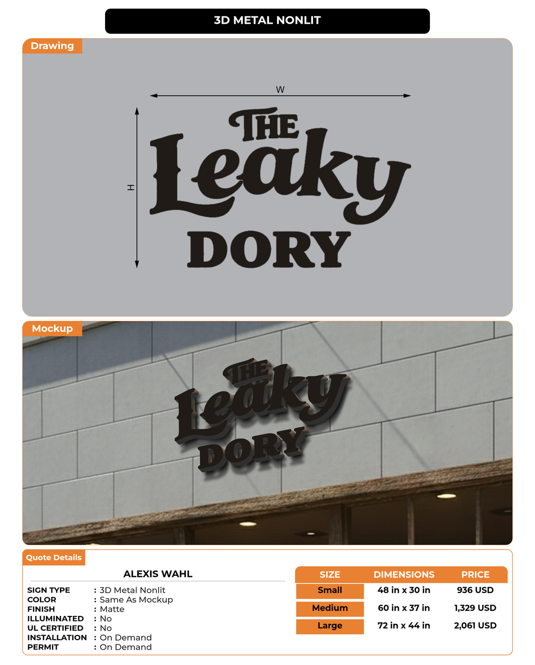 CUSTOM MOCKUP SIGN FOR Alexis Wahl