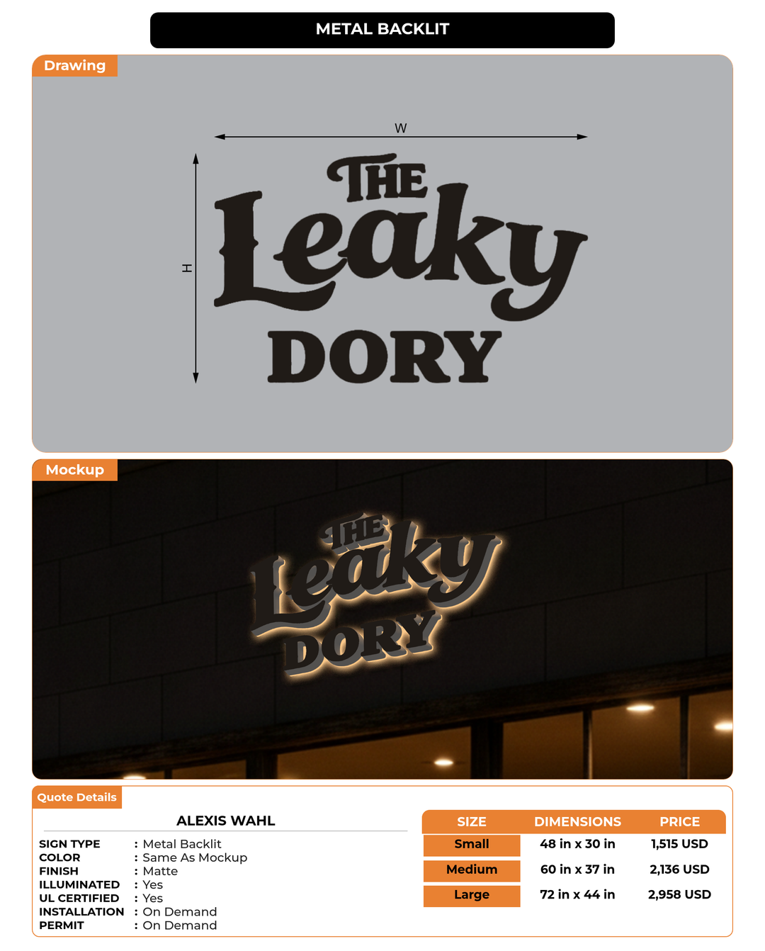 CUSTOM MOCKUP SIGN FOR Alexis Wahl