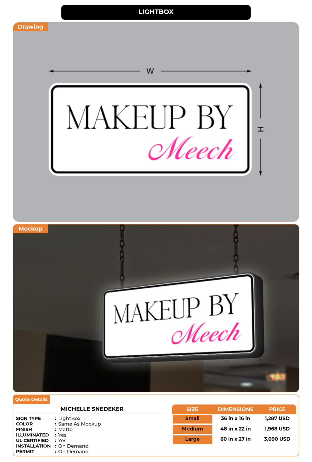 CUSTOM MOCKUP SIGN FOR Michelle Snedeker