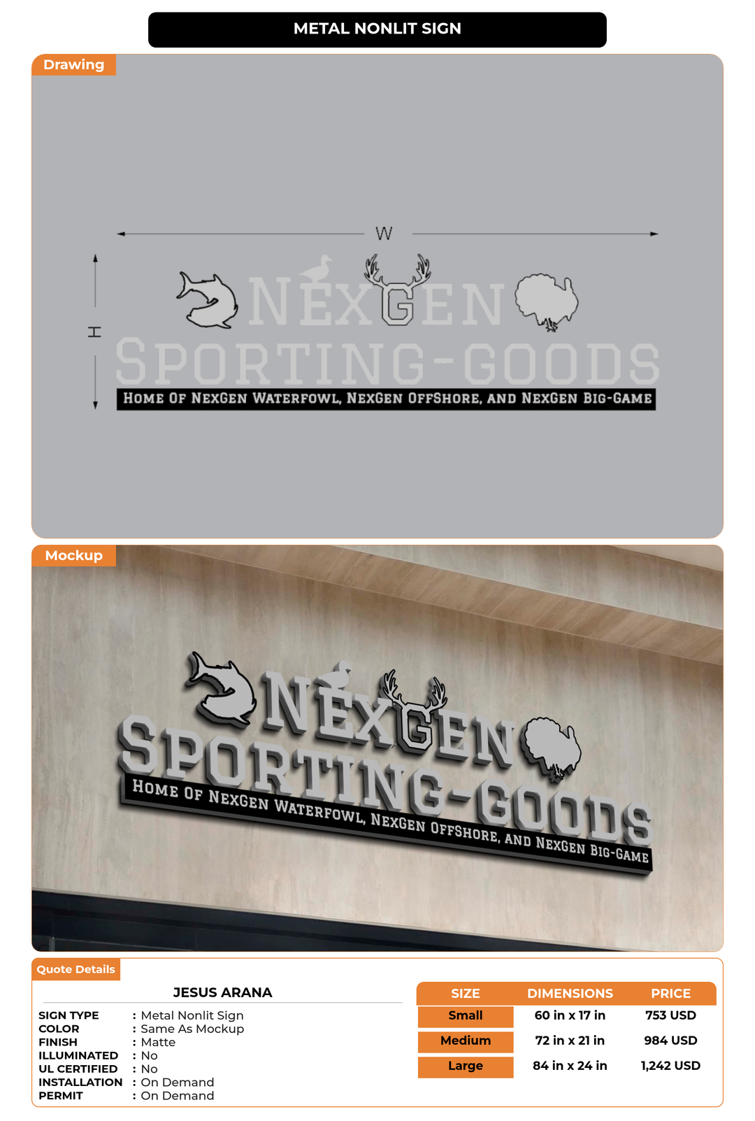 CUSTOM MOCKUP SIGN FOR Jesus Arana