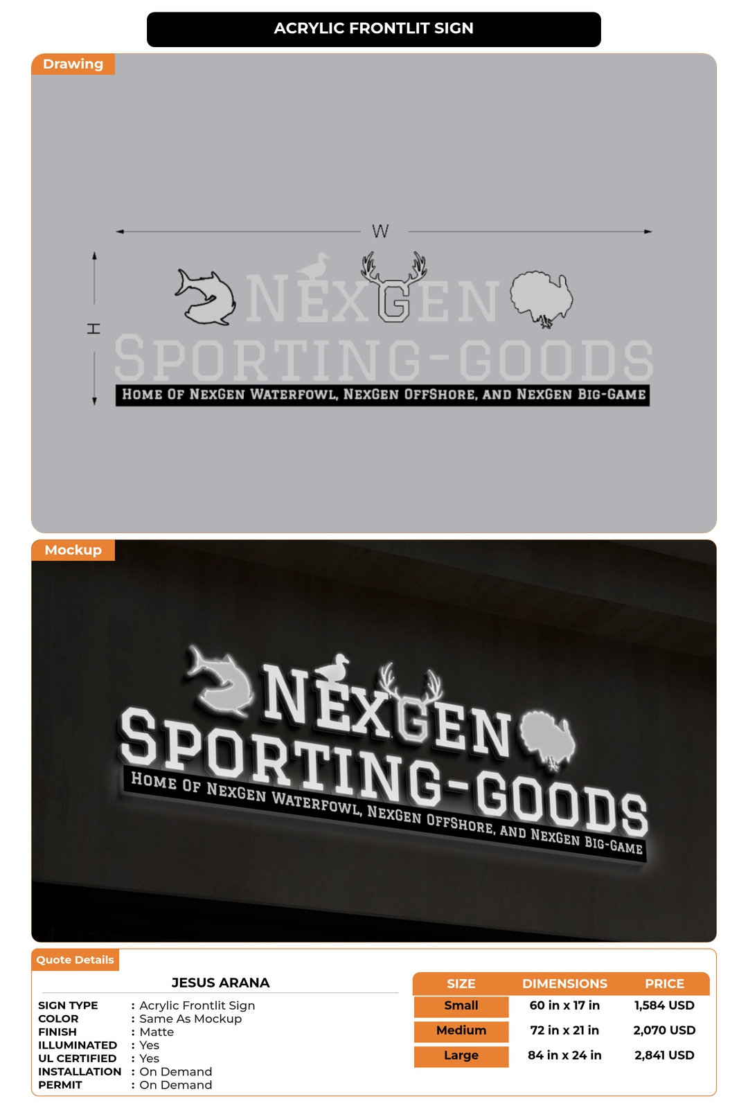 CUSTOM MOCKUP SIGN FOR Jesus Arana