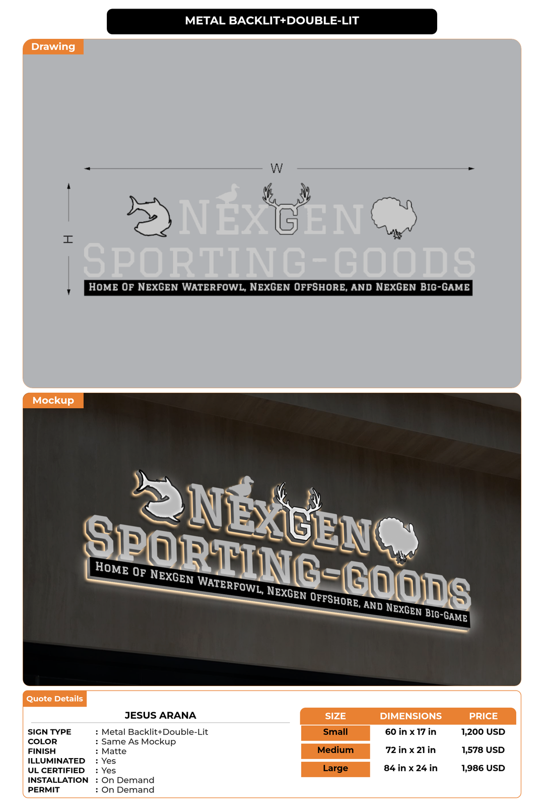 CUSTOM MOCKUP SIGN FOR Jesus Arana