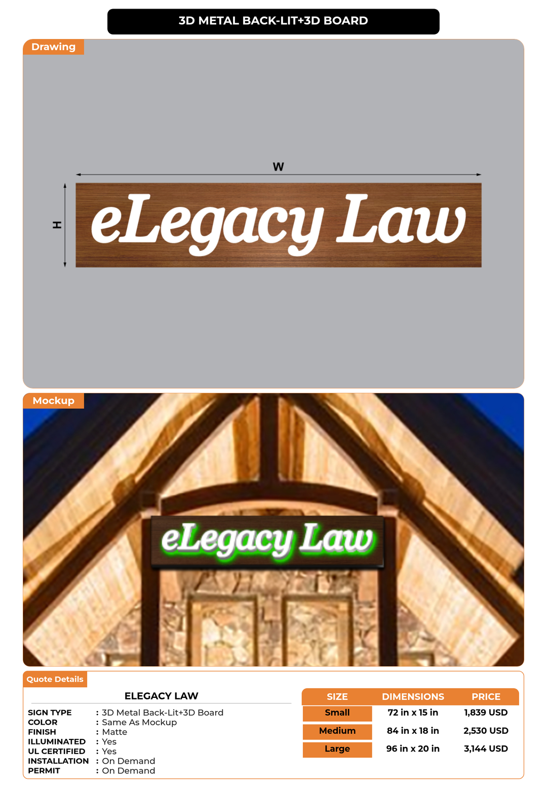 CUSTOM MOCKUP SIGN FOR eLegacy Law