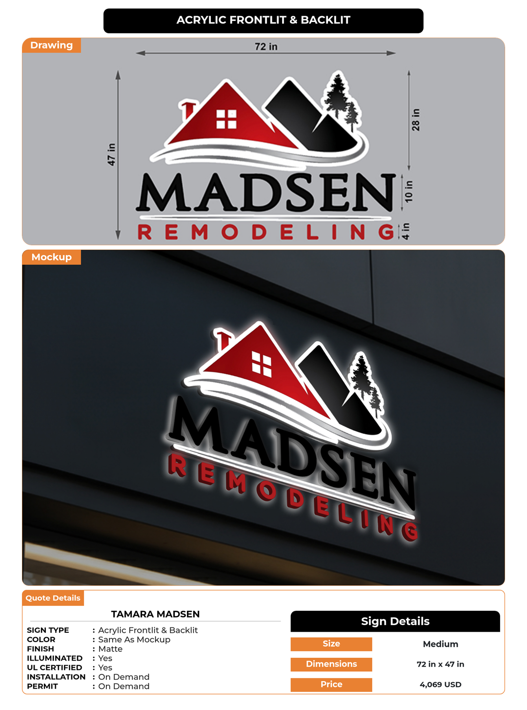 CUSTOM MOCKUP SIGN FOR Tamara Madsen