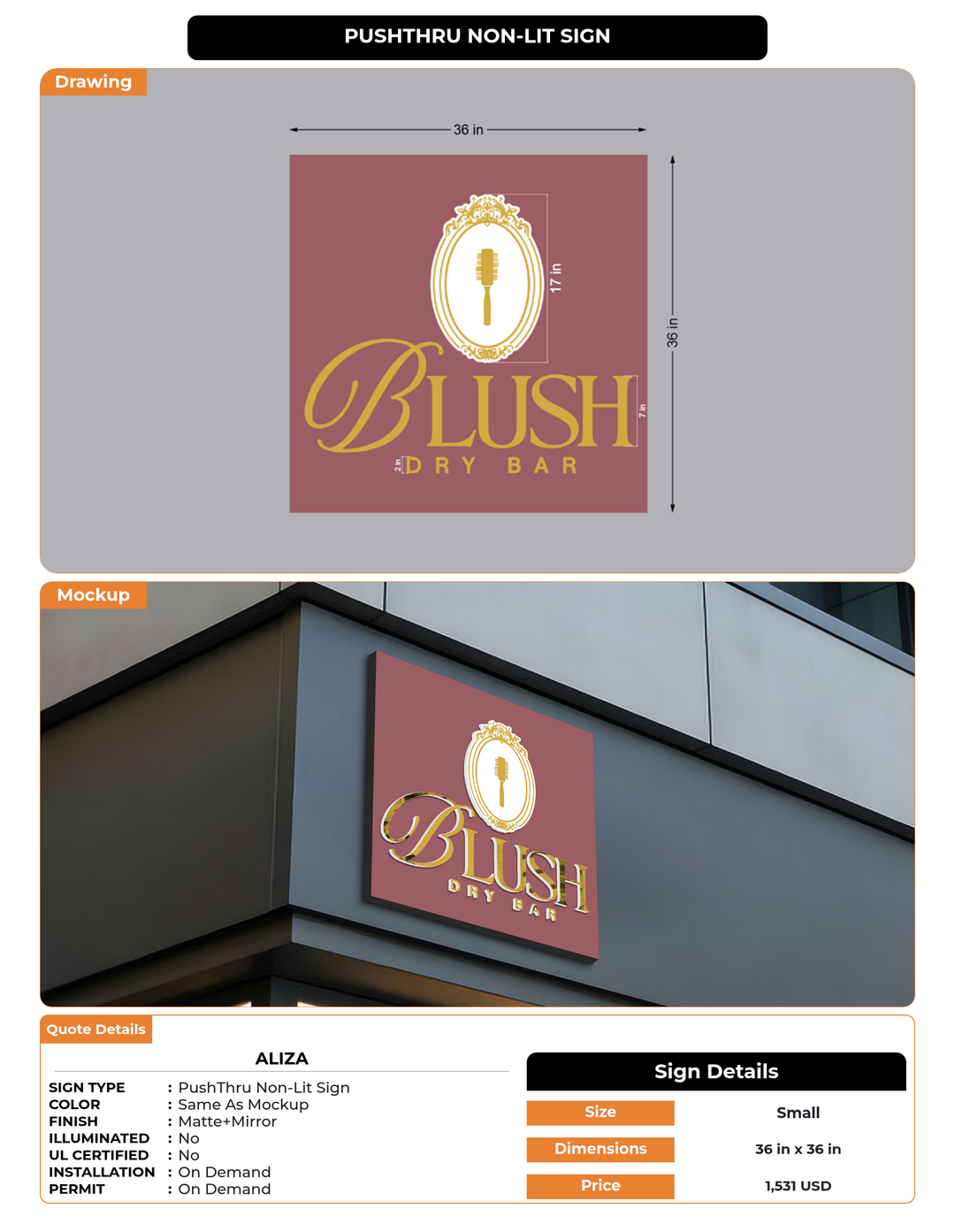 CUSTOM MOCKUP SIGN FOR Aliza