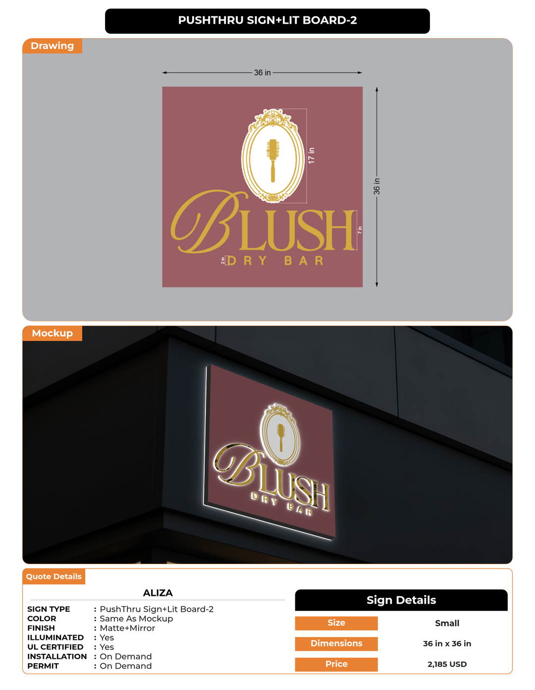 CUSTOM MOCKUP SIGN FOR Aliza