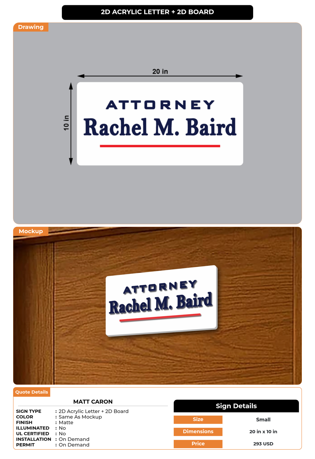 CUSTOM MOCKUP SIGN FOR Matt Caron