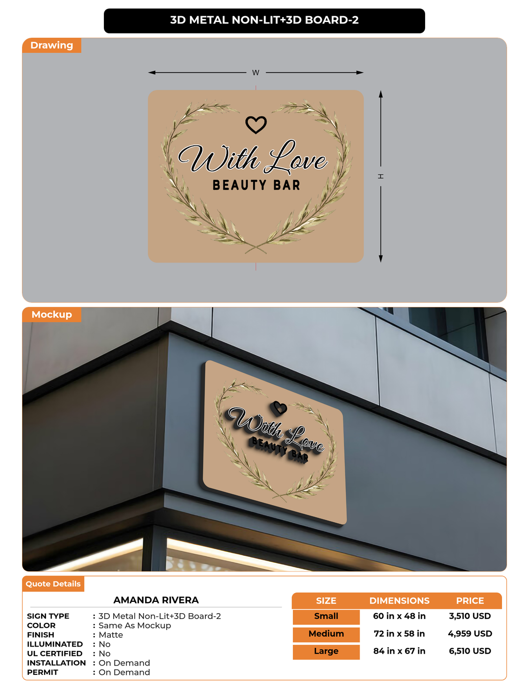 CUSTOM MOCKUP SIGN FOR Amanda Rivera