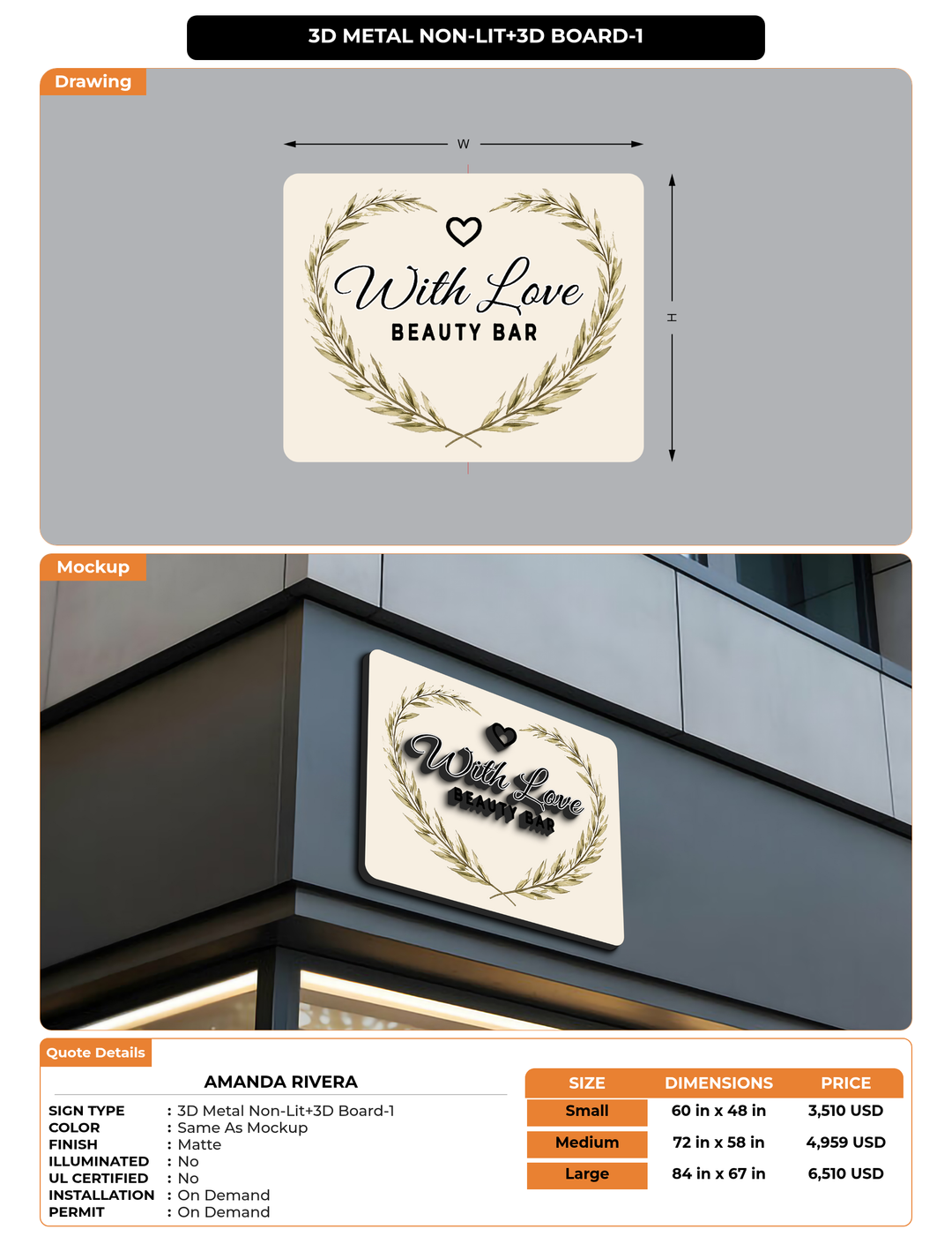 CUSTOM MOCKUP SIGN FOR Amanda Rivera
