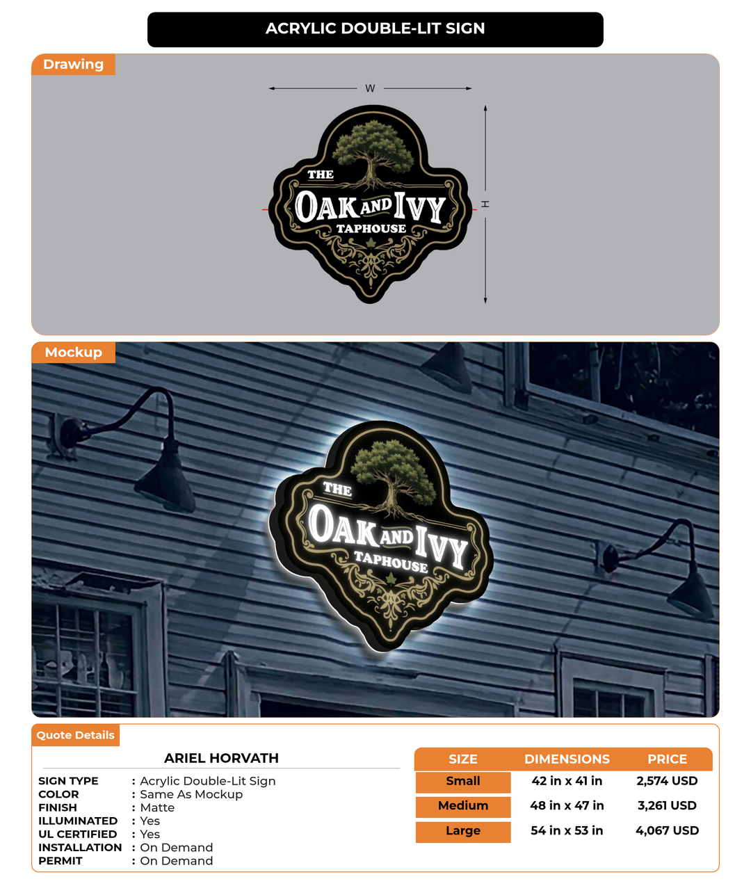 CUSTOM MOCKUP SIGN FOR Ariel Horvath